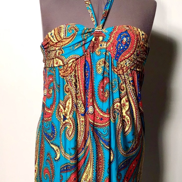 Alyx Dresses & Skirts - ALYX Women's Teal Paisely Halter Dress Size 8